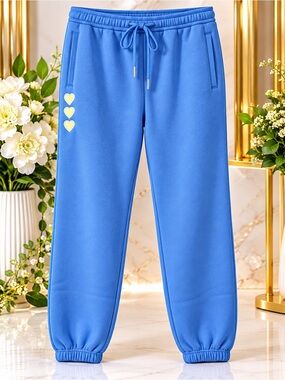 Blue Kids Heart-Accent Jogger Sweatpants